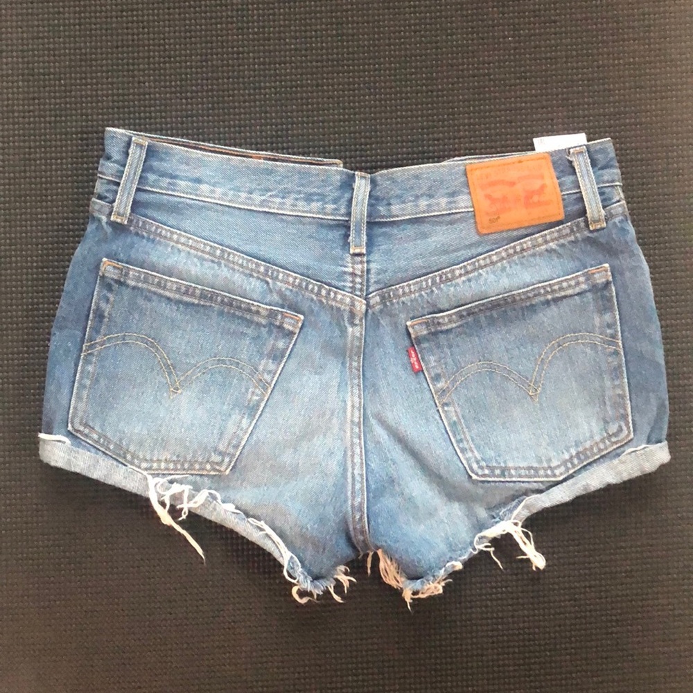 Levi’s “Wedgie” denim cut-off shorts